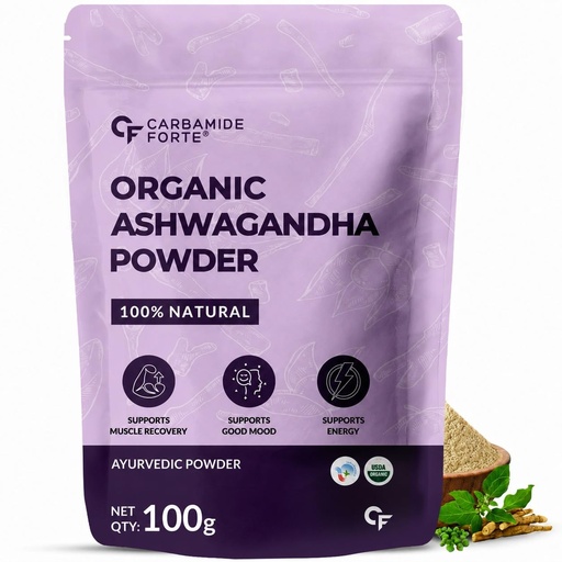 [BRSW2HQKDN7GMFD4] Carbamide Forte 100% Organic Ashwagandha Powder 100gm - Withania Somnifera | Pure Ashwagandha Powder Organic May Support Muscle Recovery & Boost Energy Level | USDA Certified Ashwagandha Supplements for Vitality, Strength & Stress Management | 100gm Powder