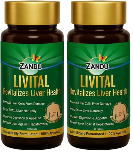 [BRSRACABDN7QOET6] Zandu Livital Liver Detox Tablets – Clinically Proven for Liver Detox & Health Support in 2 Months | 90 Tabs X 2 | 100% Ayurvedic Formula with Bhringaraj & Guduchi | Ayurvedic Alternative to Milk Thistle