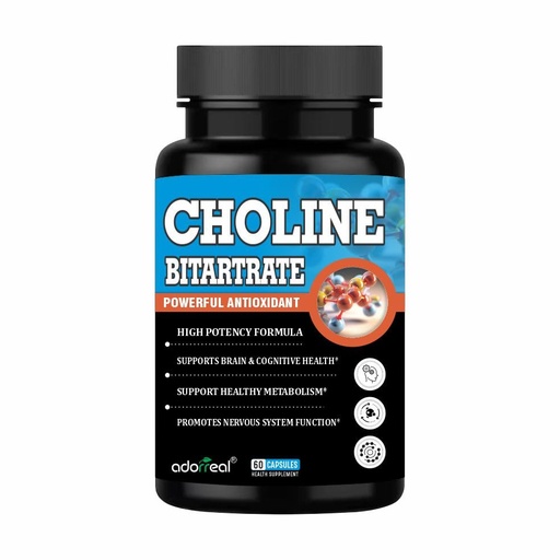 [BRSRGZYODECWEGTH] Choline Bitartrate, Powerful Antioxidant, High Potency Formula, Supports Brain & Cognitive Health, 60 Capsules