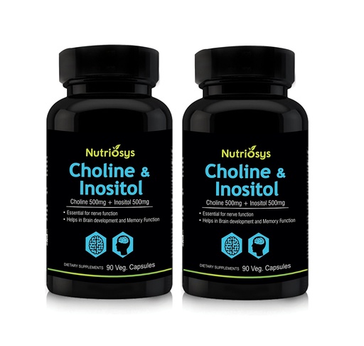 [BRSWGFT7CMJQGGQ3] Nutriosys Choline and Inositol 500mg - 90 Veg Capsules (Pack of 2)