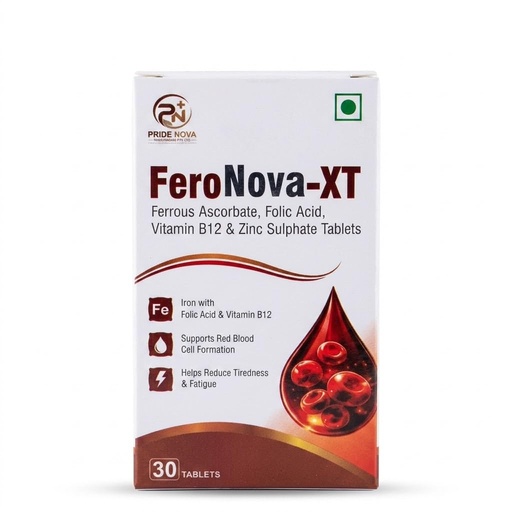 [BRSRYEI5DIDWGGTG] FeroNova-XT Iron Tablets with Vitamin B12 | Supports Red Blood Cell Formation & Energy Metabolism | 30 Tablets