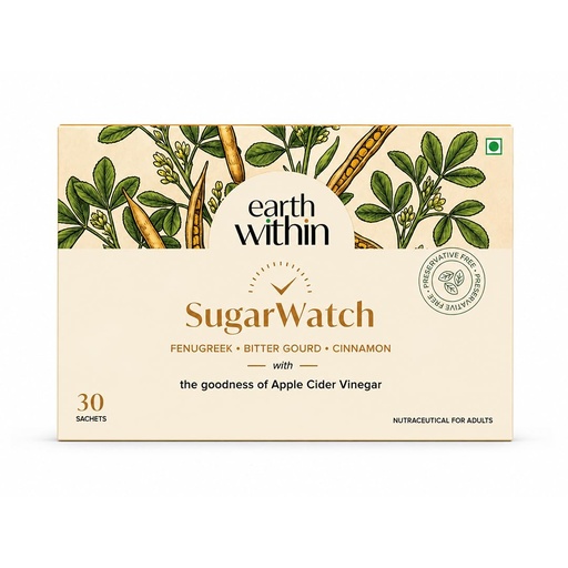 [BRSRYFDROUDWGEIV] Sugar Watch Blood Glucose Wellness Drink with Fenugreek, Bitter Gourd & Cinnamon | Curcumin, Black Pepper & Monk Fruit | Daily Metabolic Wellness Support | Powder Sachets 30