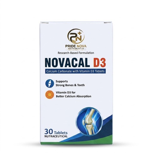 [BRSRYEI7OYHBE3LH] NovaCal D3 Calcium Carbonate with Vitamin D3 Tablets | Bone & Teeth Health Support | Daily Calcium & Vitamin D | 30 Tablets