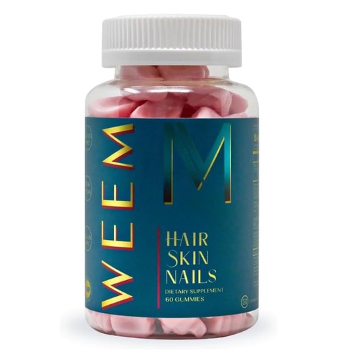 [BRSRYYADPN7BY33X] WEEM Hair Skin & Nails Gummies | Vegan Biotin Vitamins for Women & Men | Supports Healthy Hair, Strong Nails & Glowing Skin | Extra Strength Beauty Supplement