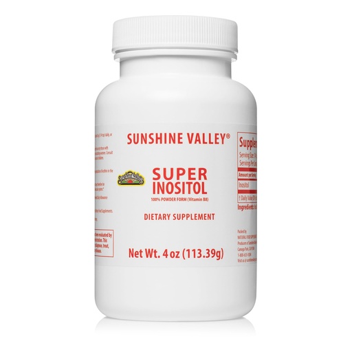 [BRSWGGAQBEFREE3F] Sunshine Valley® Super Inositol Powder – Dietary Supplement, Wellness & Healthy Lifestyle – Unflavored Powder – 4 oz