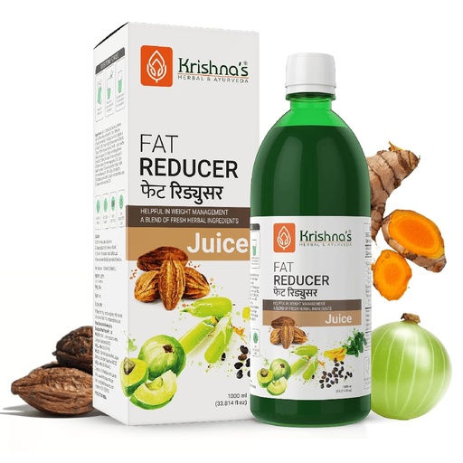 [BRSWGED2DN7AEF32] KRISHNA'S HERBAL & AYURVEDA Fat Reducer Juice - 1000 ml | (Pack of 1) | 12 Powerful herbs for Weight Management | Amla, Harad, Daru Haridra, Sunn Hemp | Aids Metabolism and Digestion