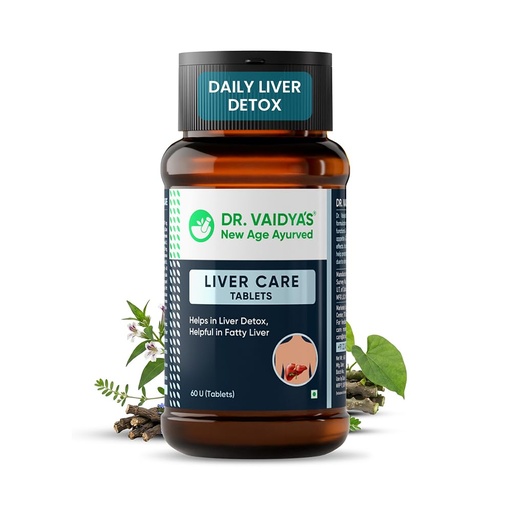 [BRSROAA3CR7AKCT2] Dr. Vaidya's Liver Care Tablets with Kalmegh, Bhumyamalaki, Kutki & Giloy | Ayurvedic Liver Detox Supplement for Fatty Liver Relief & Natural Liver Cleanse | Ayurvedic Herbal Formula for Daily Liver Detox | 60 Tablets (1 Month Pack), Pack of 1
