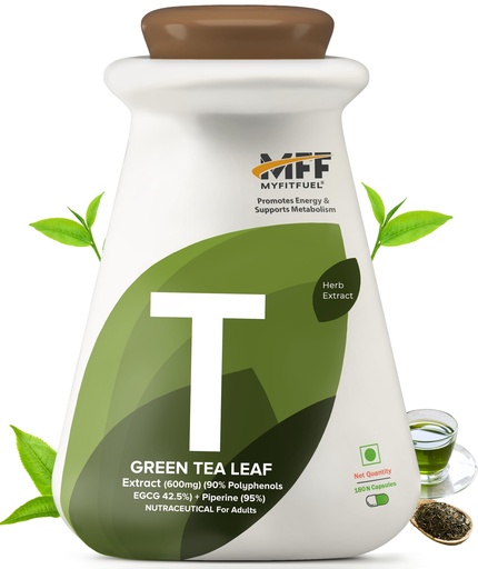 [BRSW2YDYAUCBYG3U] MyFitFuel Green Tea Extract (90% Polyphenols, 42.5% EGCG) with Piperine 95%, (600mg), 180 Capsules