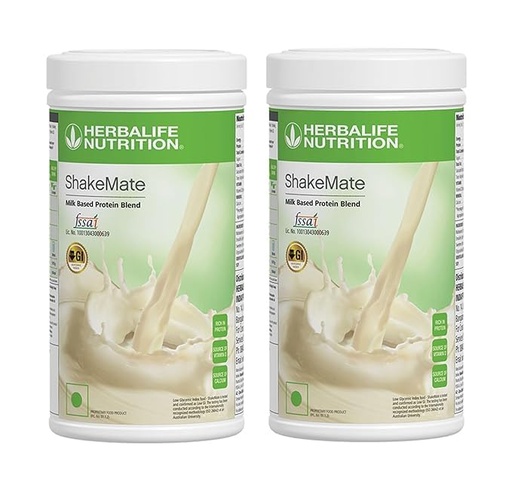 [BRSW2CD6OIOW2C3O] HERBALIFE Shakemate Milk based protein blend powder-500g-2 Pack Plant-Based Protein (1000 g, VANILLA)