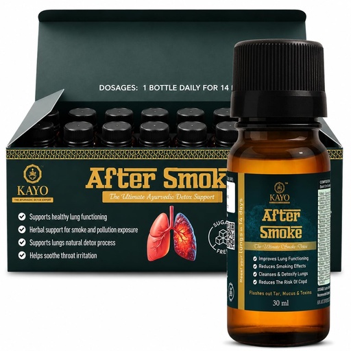 [BRSRGGQPCB5G23A2] KAYO After Smoke Ayurvedic Herbal Shots 14 x 30ml | Botanical Wellness Formula for Smokers Ex-Smokers & Pollution Exposure | Respiratory Care | Ready-to-Drink Daily Wellness Supplement
