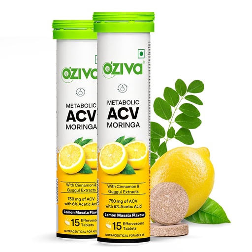 [BRSRAH33OVYAI3TA] OZiva ACV Moringa Apple Cider Vinegar Tablets, Lemon Masala, Pack of 2