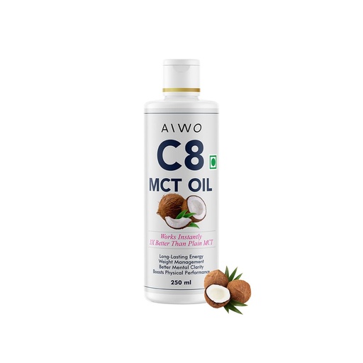 [BRSROEAYOFYGYFYU] Aiwo C8 MCT Oil | 98% Caprylic Acid | From Coconut Source | Keto, Paleo, Brain & Heart Health - Fast & Sustainable Ketosis, Focus, Energy | Flavorless | 250ml