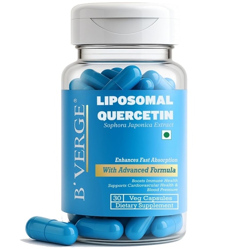 [BRSREYDQDMIBY2Y2] B'VERGE Liposomal Quercetin 100mg – Premium Antioxidant Support for Respiratory, Heart & Joint Health – Vegan, Non-GMO Capsules – 30 Capsules (Microbial & Heavy Metal Tested)