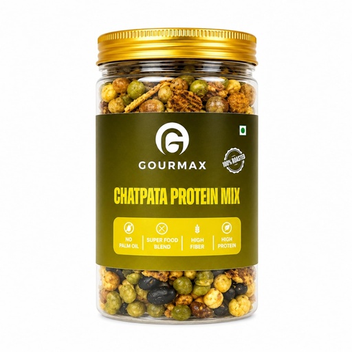 [BRSRYZIRPN7BQETJ] Gourmax Chatpata Protein Mix | High Protein Roasted Snack with Soybean, Edamame & Black Beans | Gluten Free | 100% Vegan | Healthy Namkeen | 150 g