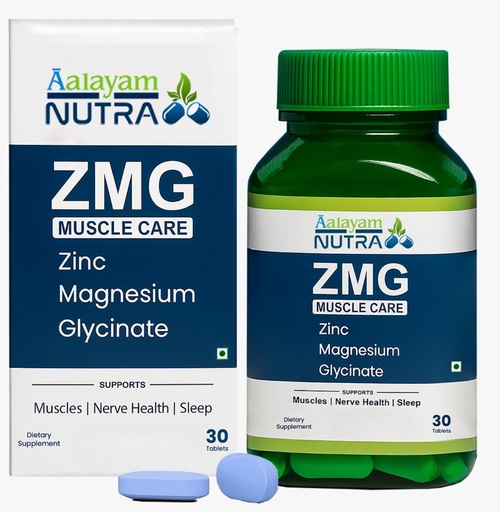 [BRSREBI3CRYBYFA4] ZMG Muscle Care | Zinc & Magnesium Glycinate Supplement | Supports Muscle Function, Nerve Health & Restful Sleep | with CoQ10, L-Carnitine & DHA | 30 Tablets