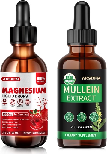 [BRSRAAL4C4BAAGTH] Bundle - Magnesium Glycinate Liquid & Mullein Leaf Extract - Stress Relief Support & Respiratory Support