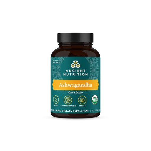 [BRSWYAD7PIBRMF36] Ancient Nutrition Ashwagandha Tablets, Stress Relief, Supports Energy, Mental Clarity and Concentration, Reduces Fatigue and Anxiousness, Paleo and Keto Friendly, 30 Capsules