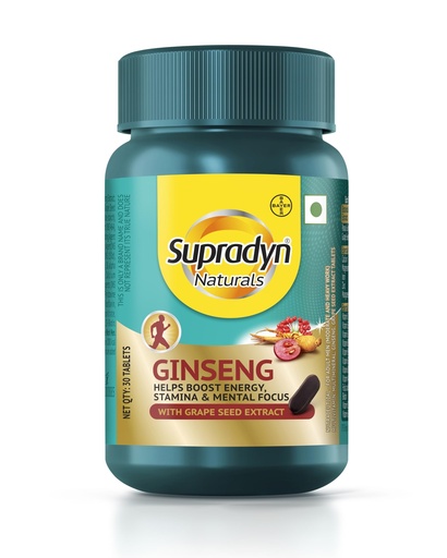 [BRSRAGIRPMFQG33U] Supradyn Naturals Ginseng Multivitamin Tablet for Men - From India's No.1 Brand | Ginseng & Grapeseed Extract | 12 Vitamins, Zinc, Magnesium | Energy, Immunity, Stamina, Mental Focus | 30 Tablets | Veg