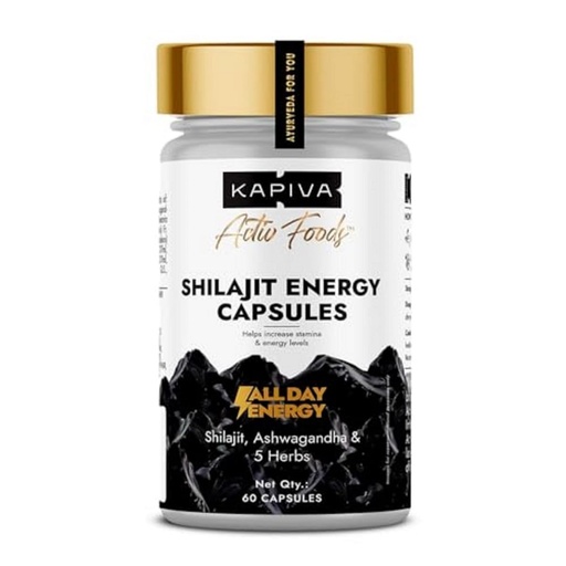 [BRSRAAQCCUAWE334] Kapiva Shilajit/Shilajeet Energy 60 Capsules | Made with 100% Pure Shilajit | For All Day Energy & Stamina | With Ashwagandha,Gokshura | Contains 12 Vitamins & 13 Minerals