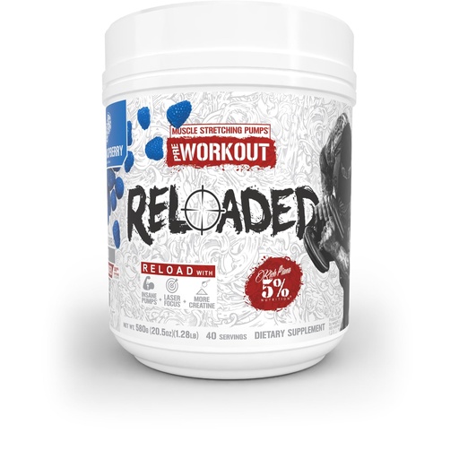 [BRSWGEILAF6AE3LJ] 5% Nutrition Rich Piana Reloaded High Stim Pre-Workout | Ultra Energy, Focus, Pumps, Power & Endurance | Citrulline, GlycerSize, Nitrosigine, Creatine, Choline, Huperzine A (Blue Raspberry)