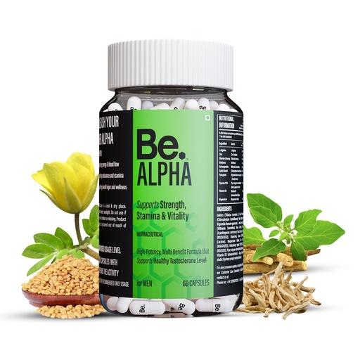 [BRSREAYDO57RU2DK] Be. Alpha Testosterone Support for Men | Daily Magnesium Supplement, Ashwagandha, Safed Musli, Fenugreek, Gokhshura & Ginseng | For Energy, Stamina, Vitality & Muscle Mass | (60 capsules)