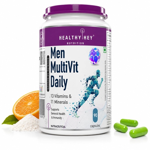 [BRSWYEI3BMBQMD3H] HealthyHey Nutrition MultiVitamin for Men - Multi-Vit Daily - 13 Vitamins & 12 Minerals - 90 Vegetable Capsules