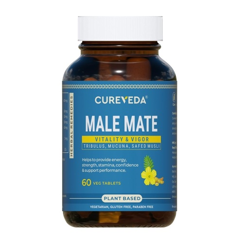 [BRSROAQPB57Q2E3X] Cureveda Herbal Male Mate | Testosterone Support Supplement For Men | Tribulus, Mucuna, Safed Musli | 60 tab