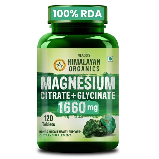 [BRSWYFALBBYG23TZ] Vlado’s Himalayan Organics Magnesium Citrate + Glycinate + Oxide Complex 1660 mg - Triple Magnesium Complex Supplement For Men And Women I Clinically Proven tablets For Sleep, Cramps, Recovery, Nerve & Muscle Function - 120 Vegetarian Tablets