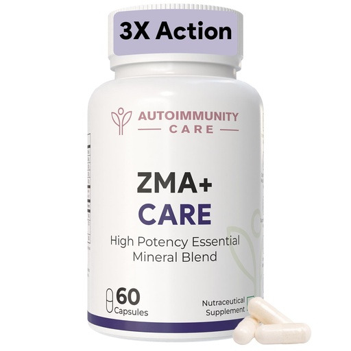 [BRSROFD2PMDWOFDJ] Autoimmunity Care ZMA+ Care | Zinc Magnesium Supplement with Vitamin B6 | Supports Sleep, Muscle Recovery, Brain Health, Immunity & Stress Relief | ZMA Supplement for Men & Women | 60 Caps (30 doses)