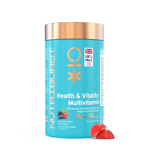 [BRSW2GQCBF4GAA36] Nutriburst Multivitamin Gummies for Men and Women | Boosts Immunity, Energy & Overall Wellness | Vitamins A, B, C, D, E & Biotin | No Added Sugar | Health & Vitality | Mixed Berry Flavor | 100% Vegetarian | 60 Gummies