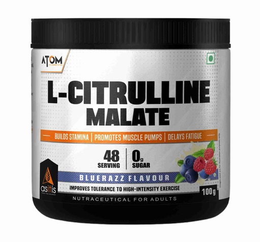 [BRSRACQ7CAIQMETK] AS-IT-IS Nutrition ATOM L-Citrulline Malate Powder 2000mg, Boosts Nitric acid & Muscle recovery, Supports Endurance & Muscle Pump, Pre-Workout Supplement Men & Women, 100gm, 48 serves, Blue Razz