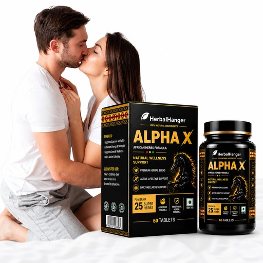 [BRSRYZ34CUMRUFA2] HerbalHanger Alpha X Ayurvedic Wellness Tablets for Men | Premium Blend of 25 Traditional Herbs with Ashwagandha, Shilajit, Safed Musli & Gokhru | Daily Wellness & Active Lifestyle Support | Vegetarian Formula | 60 Tablets