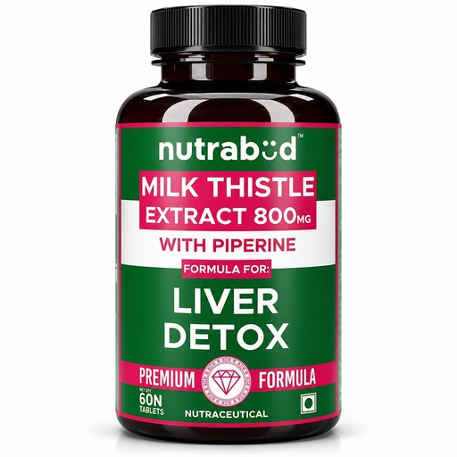 [BRSRGAY5B4BGMAD4] Nutrabud Milk Thistle Tablets With 800mg of 80% Silymarin - 60 Tablets - Liver Detox Supplement For Men And Women For Healthy Liver (60 Count (Pack of 1), Unflavoured)