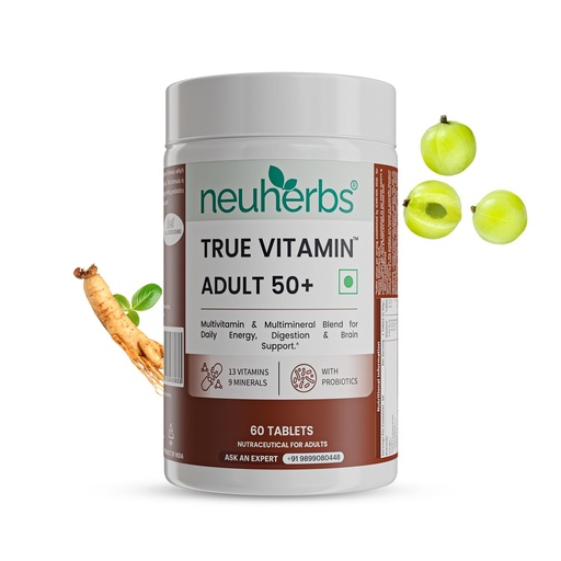 [BRSROZL5AF5REAYU] Neuherbs Multivitamin Tablets for Adults 50+ | 60 Count | True Vitamin Adult Multivitamin with Vitamin C, B12, D, Iron, Zinc & Magnesium | Supports Energy, Immunity, Heart, Joint & Overall Health for Men & Women
