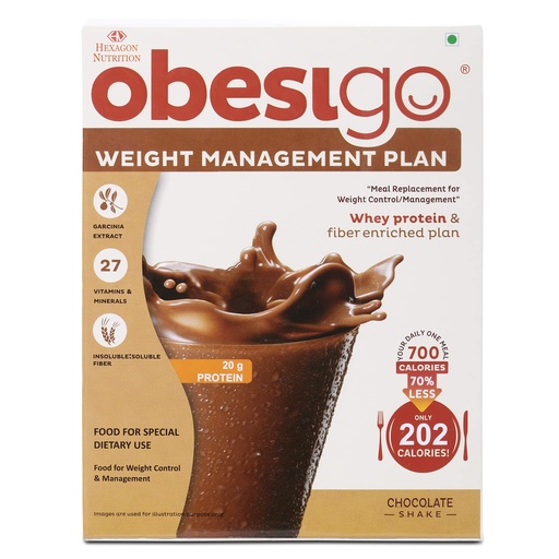 [BRSWIGYBDJ4QCELC] Obesigo BLCD Obesigo Meal Replacement Weight Loss And Weight Management Plan (Chocolate Flavor) - 350Gm (7 Sachets Of 50G Each)
