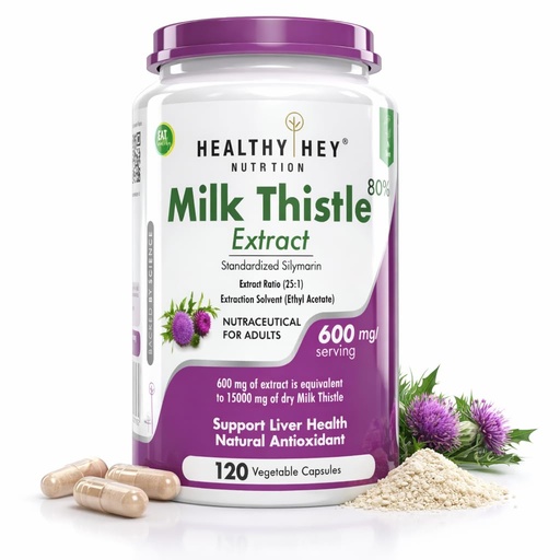 [BRSWGZL2BYMBS3LD] HealthyHey Nutrition Milk Thistle Capsules for Liver Health - High Strength -Extract - 120 Veg. Capsules