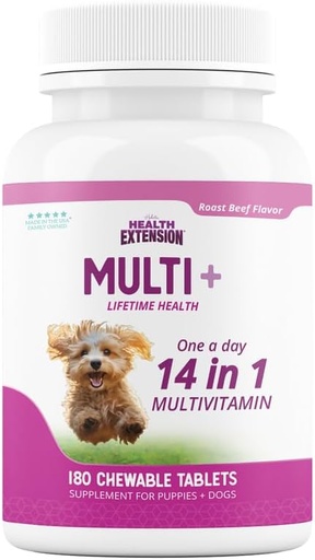 [BRSWI2QMCB4QMHT2] Health Extension Lifetime Multivitamin og Mineral tabletter til hunde og hvalpe, 180 tabletter - immunforsvar, fordøjelse, fælles støtte, Coat & Hud Sundhed
