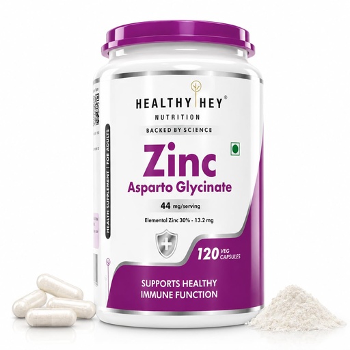 [BRSWGGQTOEJW2G3P] HealthyHey Nutrition Zinc Asparto Glycinate 30% - 120 Capsules