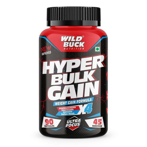 [BRSWYBIFCEMRQH3L] WILD BUCK Hyper Bulk Gain Mass & Weight Gainer Capsule For Fast Weight & Muscle Gain,Daily Muscle Building Weight Supplement For Muscle Growth,Stamina & Strength,For Men & Women- 90 Cap,1 Count