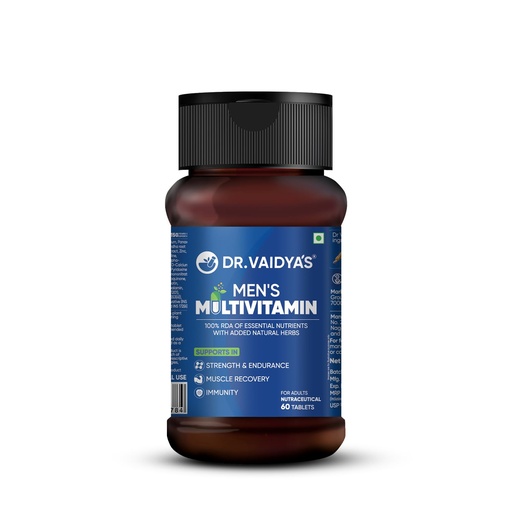 [BRSREBT6CR5QOYD4] Dr. Vaidya’s Men’s Multivitamin Tablet | Natural Multivitamin for Men Enriched with Ayurvedic Herbs | Goodness of Vitamin C tablets, Vitamin D, Calcium, Vitamin D3, and Magnesium Supplement | 60 Tablets (Pack of 1)