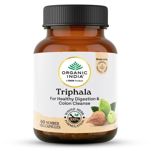 [BRSWI2Q3AEBB4D3C] A TATA Product - Organic India Triphala Capsules - 60 Caps, Supports Immune System, Colon & Digestion, Balanced Bowel & Gut Health, Contains Bioactives and Antioxidants, GMP & NPOP Certified Organic