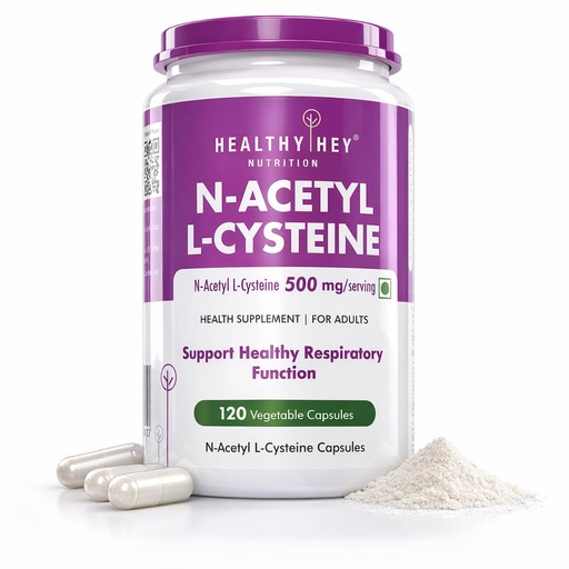 [BRSWGBANDN5WM334] Healthyhey Nutrition N-Acetyl L-Cysteine (NAC) - Non-GMO - Gluten Free -Pack of 120 Veg. Capsules