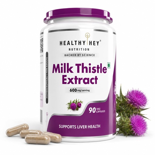 [BRSWYZ33BVYAOHQ2] HealthyHey Nutrition Milk Thistle Capsules For Liver Health - High Strenght -Extract - 90 Veg. Capsules
