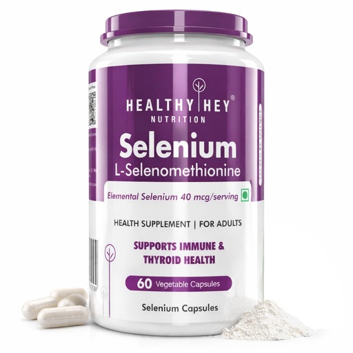 [BRSWYZDYAEIGYFDX] HealthyHey Nutrition Selenium Capsules 40mcg - Superior Absorption - 60 Vegetarian Capsules