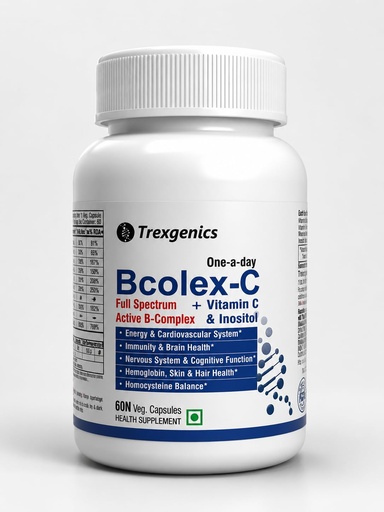 [BRSWYZQ3AUOWAH35] Trexgenics Bcolex-C One-A-Day Complete B-Complex With B12-Vit.C-Inositol 100Mg, Energy, Immunity & Nervous System (60 Veg. Caps)