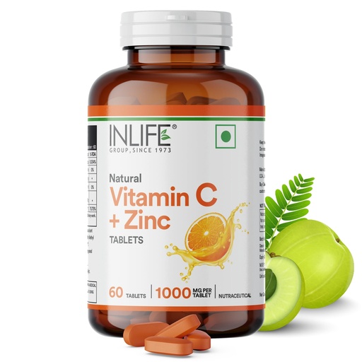 [BRSWYFINB4MAOAL3] INLIFE Natural Vitamin C Supplement, Amla 1000mg with Zinc, 60 Tablets