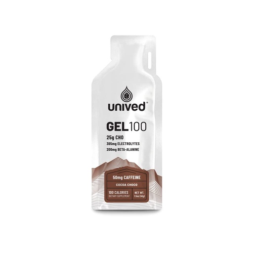 [BRSWGBL5O54GG2D5] Unived Gel 100 - Energy Gel for Endurance Athletes Runners & Cyclists - 100kcal - Cocoa Choco - 50mg Caffeine - Pack of 6