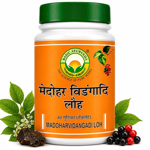 [BRSWYYACBZ6Q2FDG] Basic Ayurveda Medoharvidangadi Loh Tablets - Pack of 3 (40 Tablets Each) | Ayurvedic Supplement for Metabolism Support | Traditional Herbal Formula for Men & Women