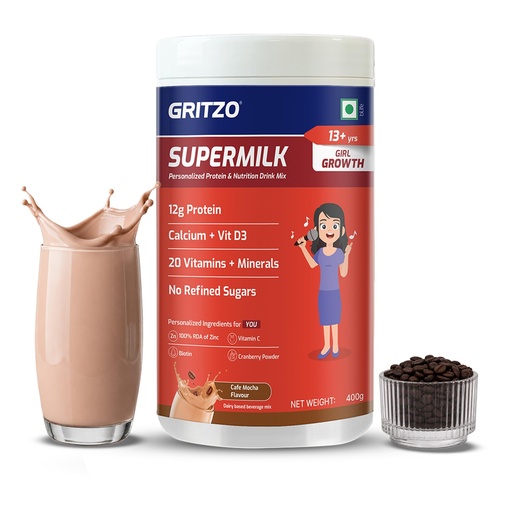 [BRSRYYAPOR6AOAYY] Gritzo SuperMilk Growth (13+ Girl), Cafe Mocha, 400g