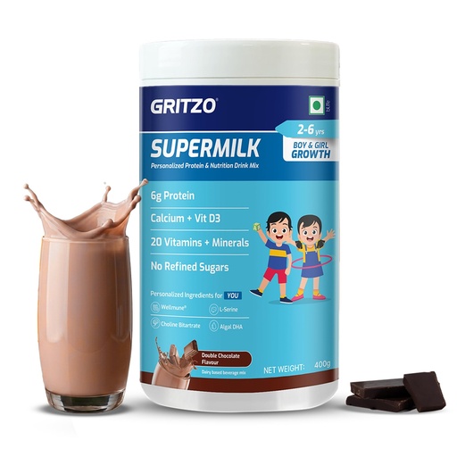 [BRSWGCQ5O4HQM3LF] Gritzo SuperMilk Growth (2-6y Kids), Double Chocolate, 400g